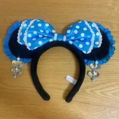 ミニー　水玉　リボン　カチューシャ　水色