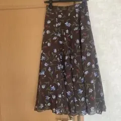 花柄ブラウンフレアスカート　アナイ　36