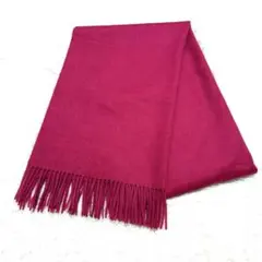 未使用CASHMERE 100% カシミヤ マフラー ピンク フリンジ付き