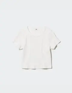 UNIQLO リブクルーネックT 半袖 ホワイトのサムネイル