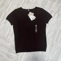 未使用 ユニクロ ファインメリノ 半袖 ニット ブラウン L