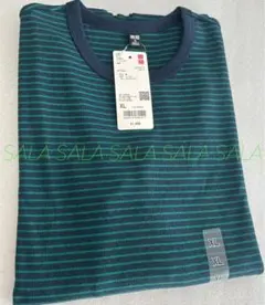 新品未使用タグ付き　ユニクロ　ソフトリブボーダークルーネックT　ＸＬ　ネイビー