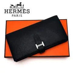 HERMES エルメス べアンスフレ 長財布 黒 ブラック シルバー金具のサムネイル