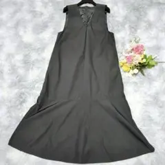 極美品 グリーンレーベルリラクシング ロングワンピース ドレス フリー 冠婚葬祭