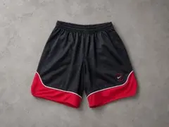 90s NIKE ナイロンメッシュショーツ ブラックレッド M