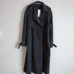 新品 M ダークグレー トレンチコート アウター スプリングコート
