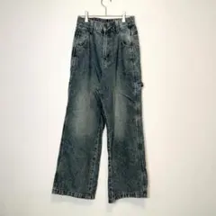 美品☆JaVa ウォッシュ加工 ワイドデニムパンツ インディゴのサムネイル