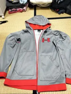 UNDER ARMOUR フルジップパーカー L グレー/レッド