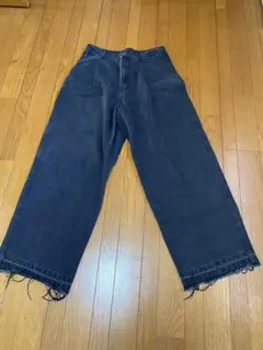 ダークブルーワイドレッグデニムパンツ XL