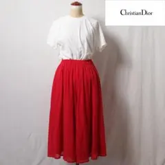 90s Christian Dior 膝丈スカート M レッドのサムネイル