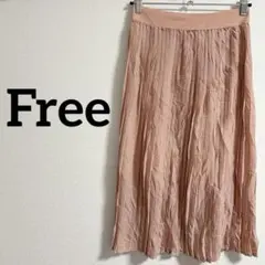 プリーツスカート ピンク ひざ丈 ウエストゴム 無地 裏地あり【F】