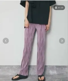 ストライプ柄プリーツパンツ