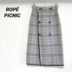 ROPÉ PICNIC フロントボタンスカート　ラップスカート　チェック柄　S