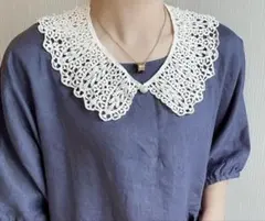 ★ラスト1点★ つけ襟 白 レース レトロ パール付き 豪華