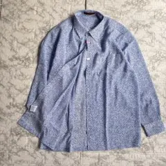 小花柄 長袖シャツ 2L ホワイト ブルー きれいめ 大人カジュアル 重ね着