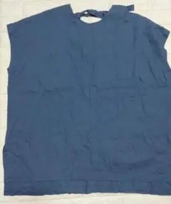 AMERICAN HOLIC 青のノースリーブシャツ L ビッグ　麻混