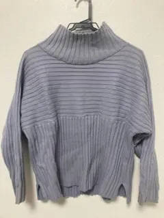 ロペピクニック　リブ編みタートルネックセーター グレー