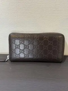 GUCCI グッチ ラウンドファスナー 長財布 ダークブラウン