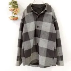 ★ユニクロ★チェック柄 ジャケット【S】オーバーシャツ 前ボタン 内ポケ グレー