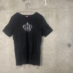 PUMA lifestyle 黒 Tシャツ クラウンデザイン　Vネック　キラキラ