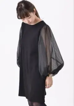 kastane 袖オーガンジーワンピース 黒 成人式 二次会 ドレスのサムネイル