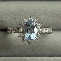 ☆1.3ct☆アクアマリン✨0.2ctダイヤモンドプラチナリング指輪 - メルカリ