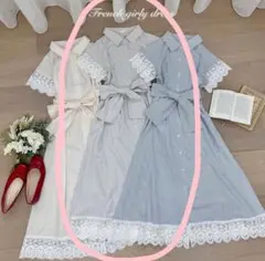 【apres jour】 レースデザインシャツワンピース グレー S