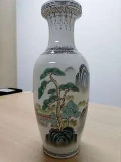 中国美術 陶磁器 花瓶 山水画 漢詩 骨董品