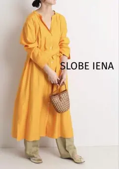 【SLOBE IENA】リネン混シャツスキッパーワンピース