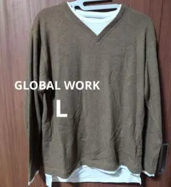 美品！GLOBAL WORK　レイヤード風 長袖カットソー　Lサイズ