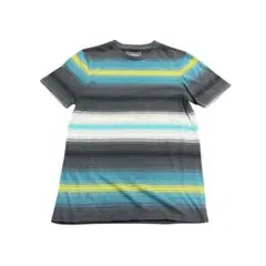 マルチボーダーTシャツ 半袖　インポート　古着　グレー　S 8Sb