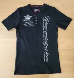 メンズ リブ編み Tシャツ LL 黒