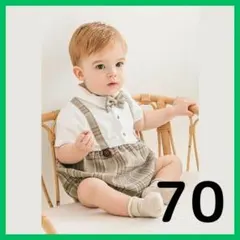 73 ロンパース フォーマル 蝶ネクタイ付き 男の子 ベビー服 結婚式 　70