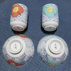 有田焼 光峰 飯碗&湯呑みのセットx2組 相撲柄
