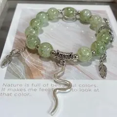 ハンドメイド ブレスレット 緑 蛇