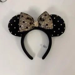 ディズニー カチューシャ 黒金ドット