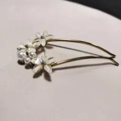 髪飾り 花モチーフ ヘアピン ゴールドアクセサリー結婚式お呼ばれ