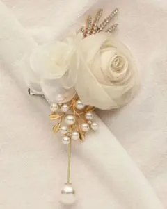 ブローチシフォン×パールの花【華やか上品】❉卒業式卒園式入学式入園式にぴったり④