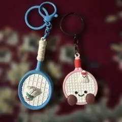 バドミントン ラケット キーホルダー 2個セット