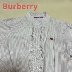 Burberrブルーレーベル　ストライプ フリル付き長袖シャツ　38