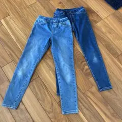 GU デニムパンツ ライトブルー&ブルー140cm 2枚セット　中古品