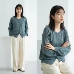 Drawer ドゥロワー シルクコットン カーディガン 1 グレー M相当のサムネイル