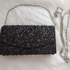 ビーズ装飾 ブラック パーティーバッグ