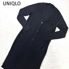 UNIQLO ユニクロ リブ ロングカーディガン 黒 M シンプル 羽織り　薄手
