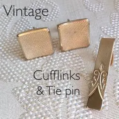 #4221 ヴィンテージ　カフスボタン　ネクタイピン　ゴールド　2点セット
