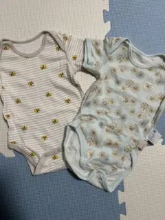 ベビー肌着 2枚セット ストライプ 花柄