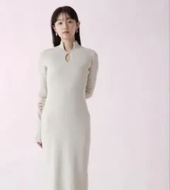 ラメブレンドリブニットワンピース
