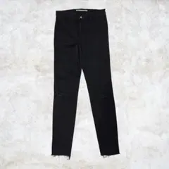 ZARA ザラ ブラックスキニーデニム EUR42サイズ ダメージ加工 ジーンズ