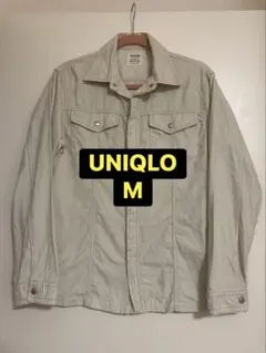 【匿名配送】ユニクロ★メンズ★サイズM★ネルシャツ★長袖★ベージュ★クリーム色★