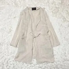 【美品】Kastane カスタネ 麻混 ジャケット レーヨン 丈長め ベージュのサムネイル
